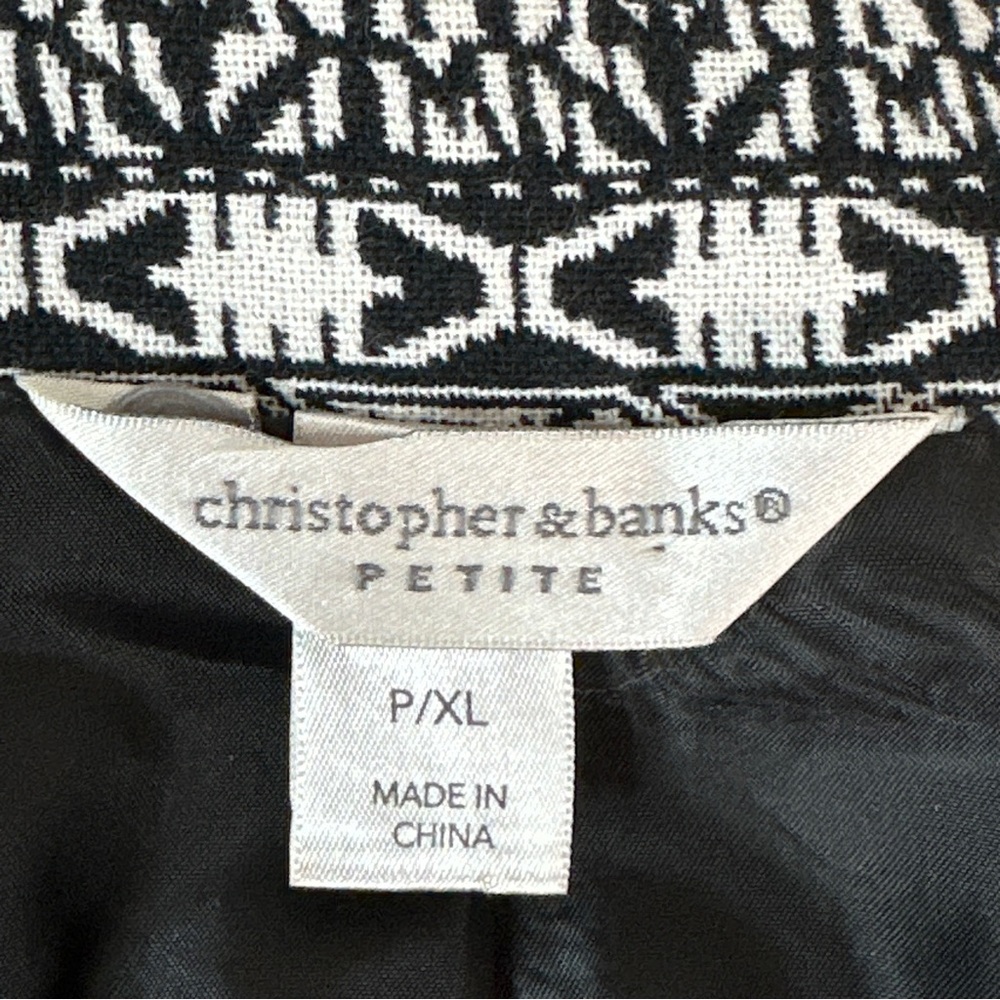 Christopher & Banks Tapestry Lined Open Jacket P/XL Black White - Picture 3 of 7